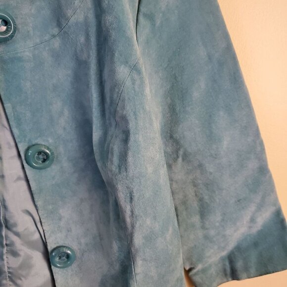 David Brooks Mint Green Suede Collarless Jacket Size S - Picture 5 of 5